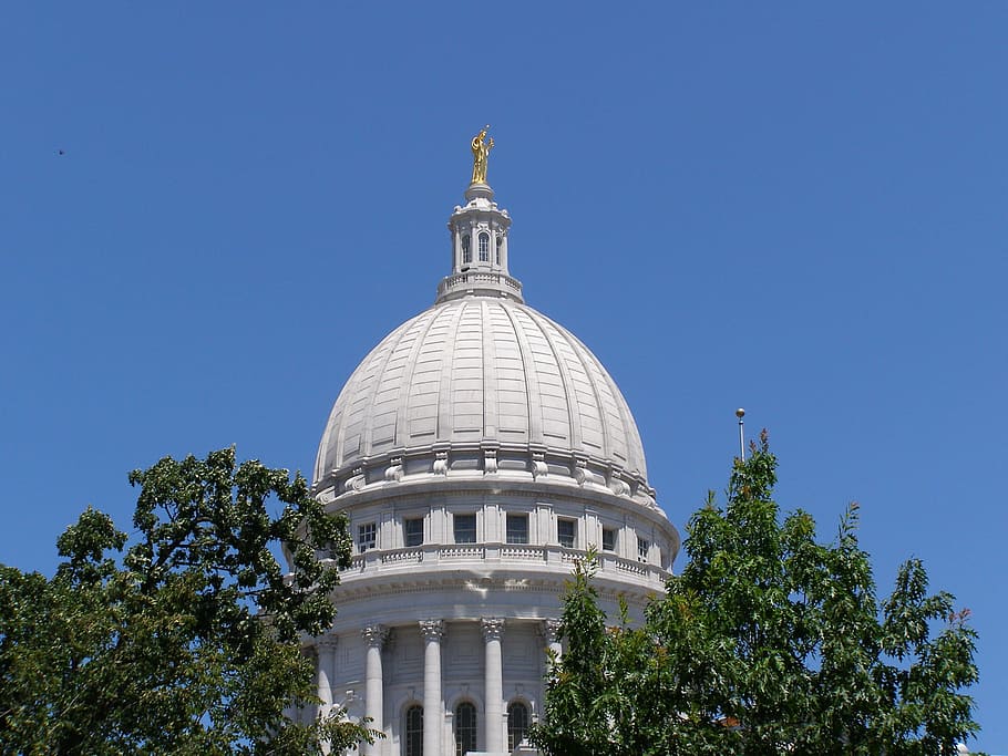 madison, wisconsin, capital, capitol, city, state, dome, building exterior, architecture, built structure