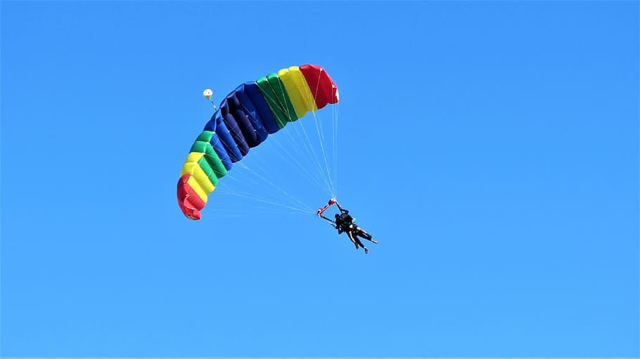 Paragliding, Parachute, Plane, Jump, float, double jump, tandem flight, gliding, flying, extreme Sports
