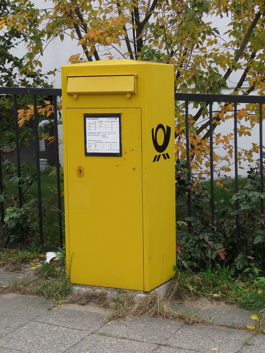 mailbox, post, letter boxes, post mail box, send, letter box, metal, deutsche post, box, letters