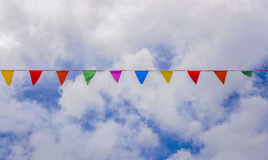 sky, dom, outdoors, nature, cloud, bunting, colourful, colours, festival, carnival