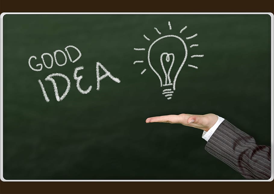 good idea poster, education, a good idea, an array of, school, blackboard, light Bulb, ideas, business, solution