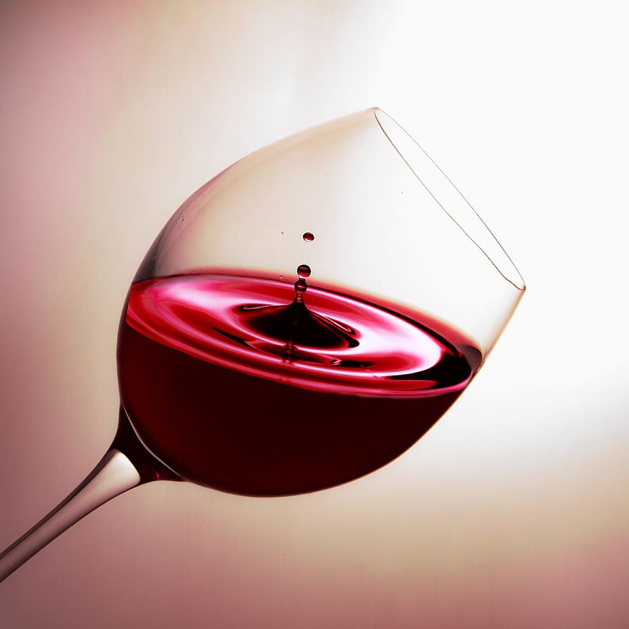 맑은, 와인 잔, 빨간, 유리, 포도주, 똑똑 떨어지는 물방울 소리, 적포도주, 음주, 액체, 알코올