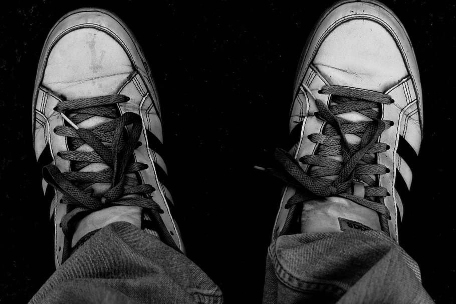 shoes, trekking shoes, black and white, b w, lightroom, jeans, teenager, portrait, edges, traveling