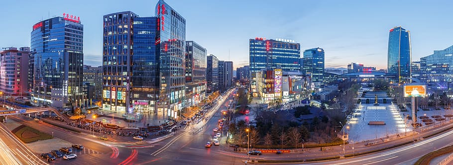 北京, 階段を登る, 風景, 都市, 建築, 建物の外観, 超高層ビル, オフィスビルの外観, 交通, 建物