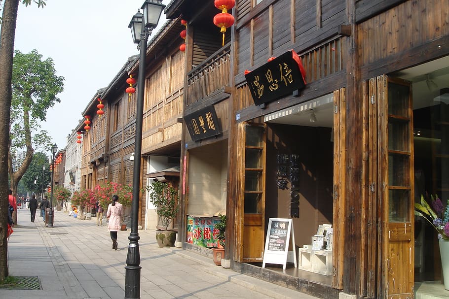 fuzhou, san fang qi xiang, street view, estructura construida, arquitectura, exterior del edificio, texto, ciudad, edificio, calle