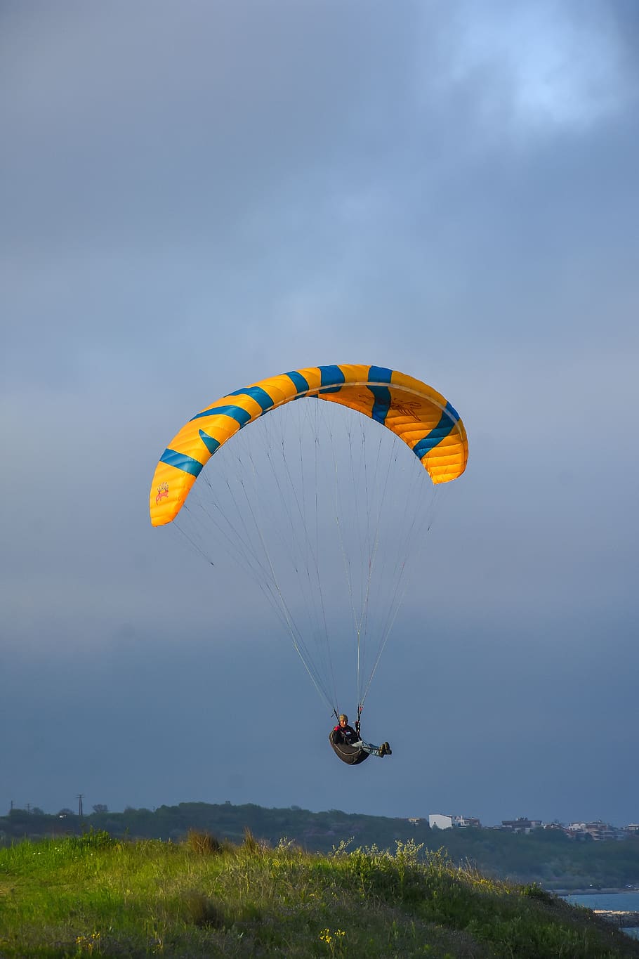 sky, parachute, air, flight, flying, dom, glider, adventure, paraglider, sport
