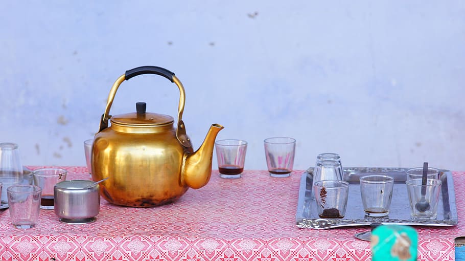 Bule de chá, Egito, Chá, Bebida, Pote, egípcia, velho, copa, estilo de vida, quente