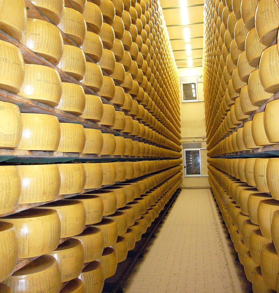 pile of cheese, cheese, stock, food, parmesan cheese, parmesan, shelf, body, cheese storage, cheese dairy