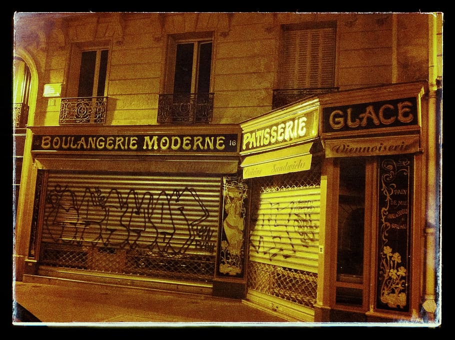 París, noche, barrio latino, Francia, fotografía nocturna, iluminada, lugares de interés, abendstimmung, texto, impresión de transferencia