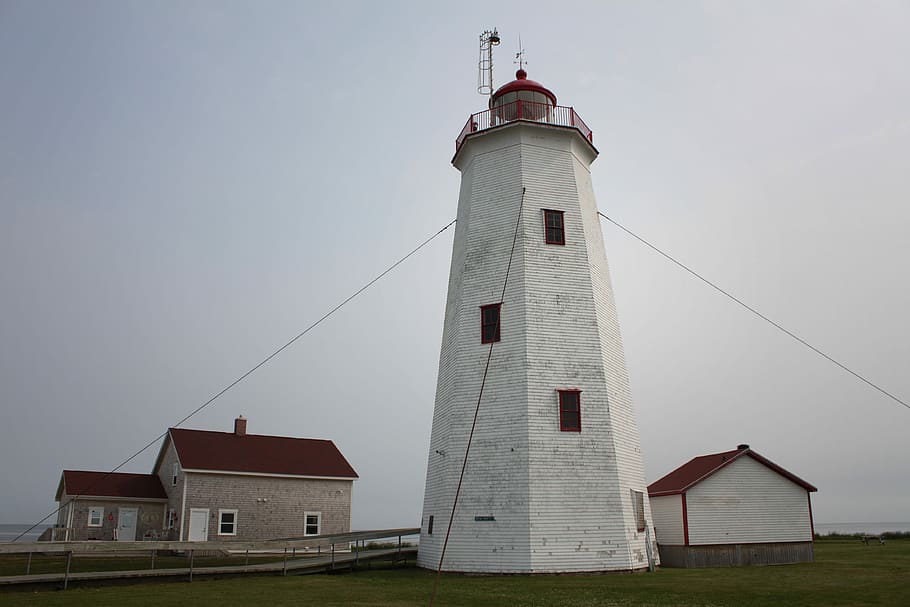 Lighthouse, Sea, Ocean, New-Brunswick, canada, miscou island, beacon, maritime, built structure, building exterior