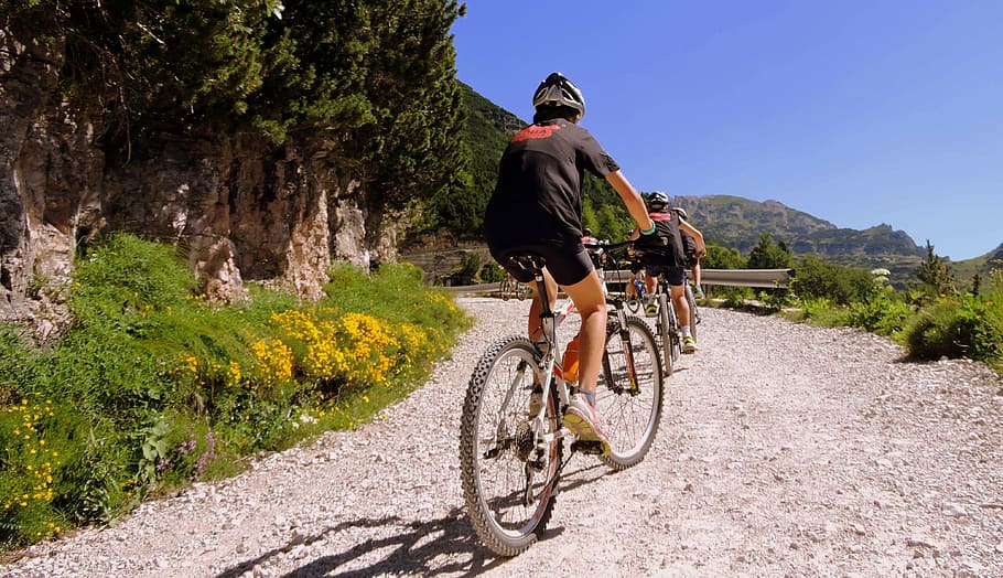 bersepeda, pedal, sepeda, gunung, jalan, kelelahan, olahraga, pariwisata, petualangan, rekreasi