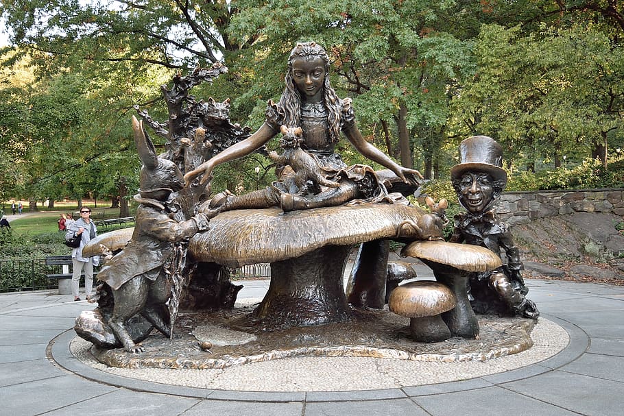 New York, Central Park, Statue, Alice, new york, central park, wonderland, sculpture, ancient, day, outdoors