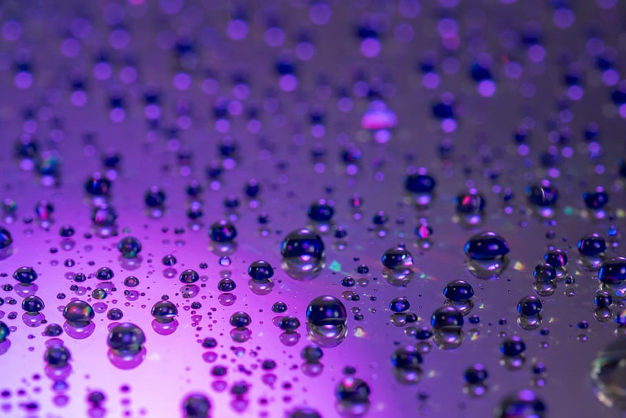 Drop Of Water, Drip, Lichtspiel, water, shiny, purple, backgrounds, full frame, healthcare and medicine, technology