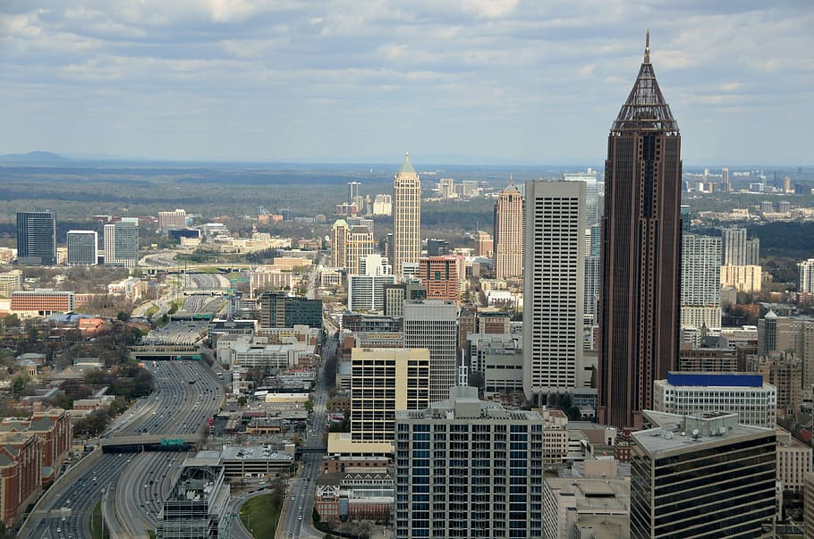 cityscape view, atlanta, georgia, roads, skyscrapers, buildings, Cityscape, View, Atlanta, Georgia, city view