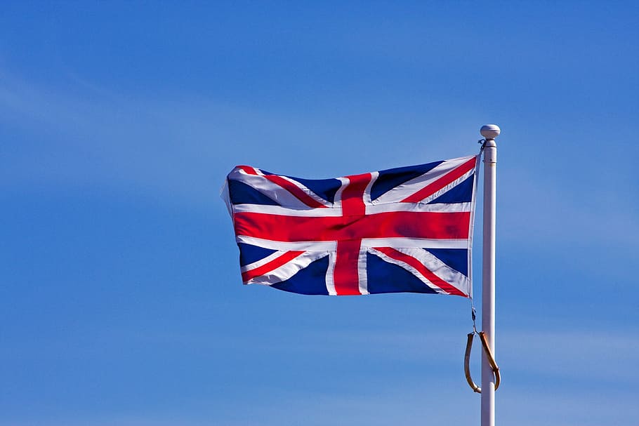 united, kingdom flag, pole, flag, ensign, standard, union jack, british, english, blue