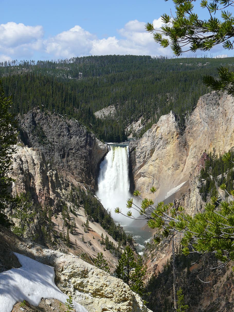 fall, waterfall, yellowstone park, upper falls, american-falls, nature, river, scenics, landscape, uSA