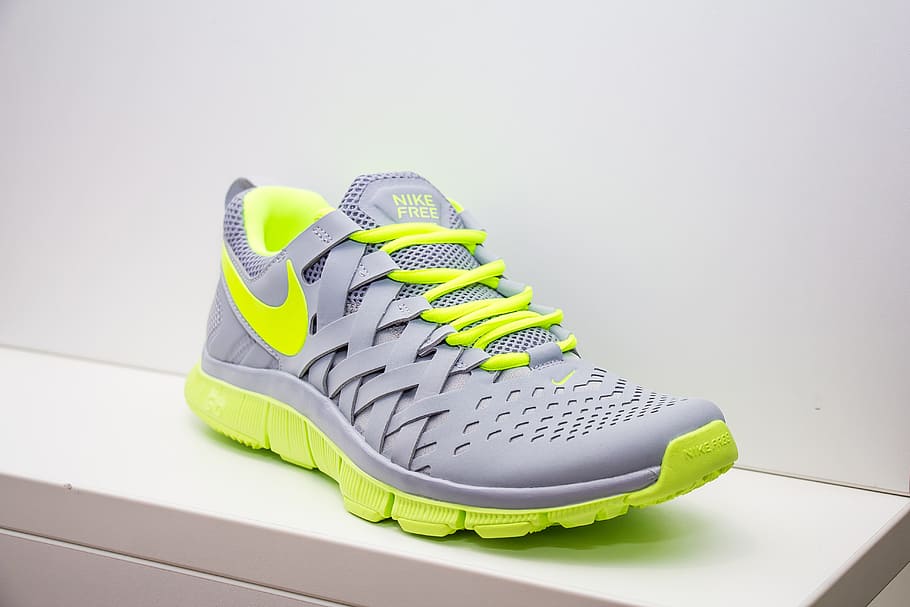 unpaired, gray, green, nike, running, shoe, shoes, sport, feet, foot
