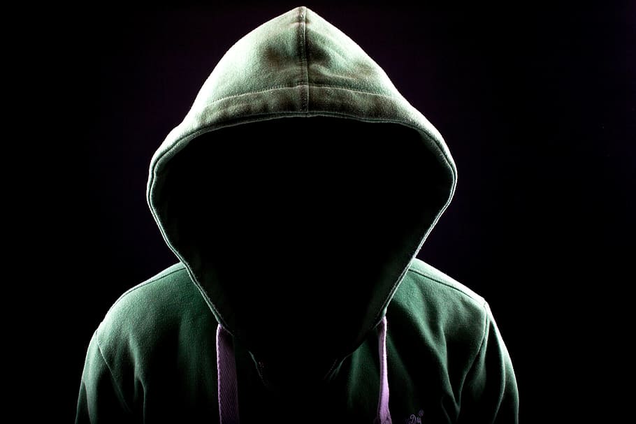 person, wearing, green, hooded jacket, man, dark, gloomy, mood, mystical, night