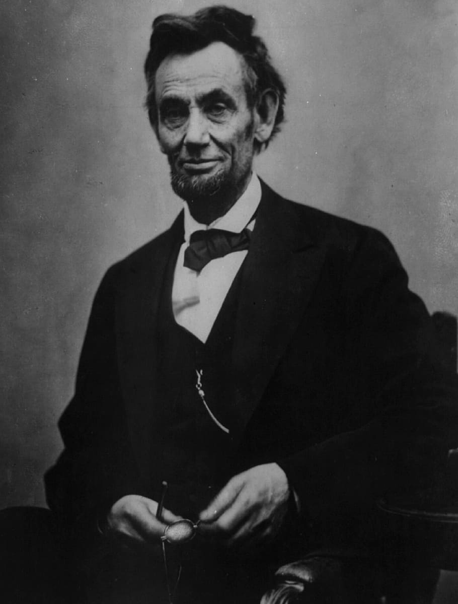 man, wearing, black, top, sitting, chair, president, abraham lincoln, person, famous
