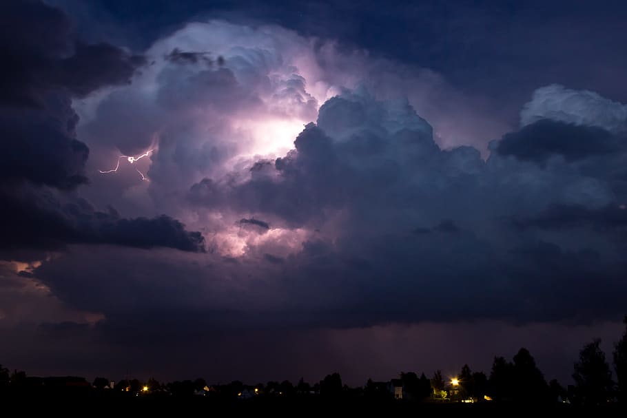 cumulonimbus, storm hunting, meteorology, thunderstorm, storm, cumulus clouds, night, lampshade, flash, a thunderstorm cell