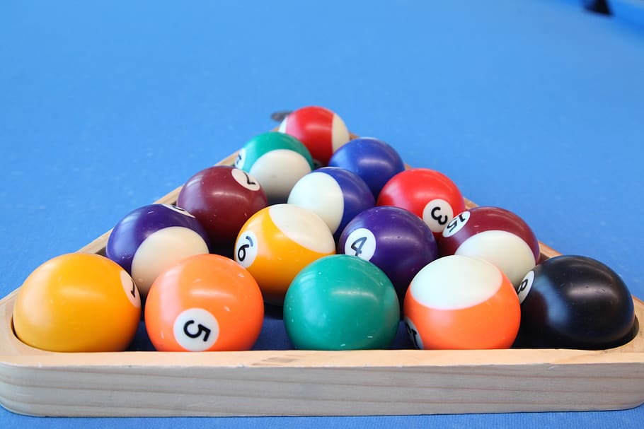 billiard, billiards, billiards ball, ball, 8 ball, 9 ball, multi colored, pool ball, table, sport
