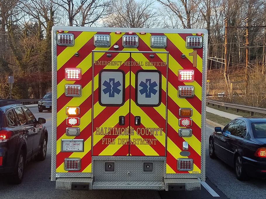 ambulance, ambo, vehicle, fire, crash, doctor, emergency, rescue, fire department, stripes