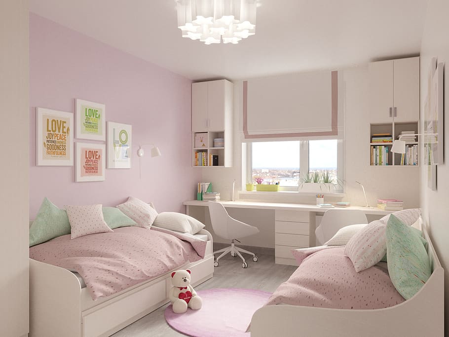 niños niñas, la habitación de la niña, interior, niños, rosa bebé, la habitación rosa, diseño de interiores, interiorista, habitación doméstica, muebles