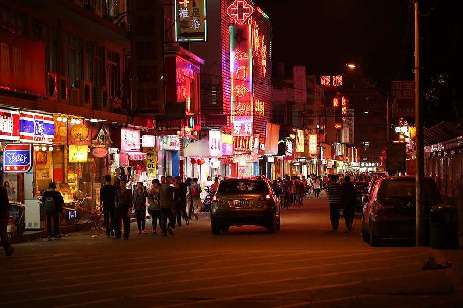 neon, light, street, billboard, city, banner, illuminated, night, architecture, building exterior
