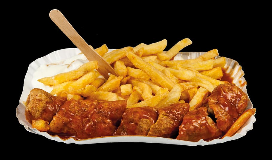 currywurst, fast food, nutrition, french, food, frits, snack, french fries, unhealthy eating, fried
