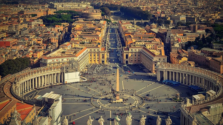 Foto, hormigón, edificio, Roma, el Vaticano, Italia, la Plaza de San Pedro, Piazza San Pietro, edificios, historia