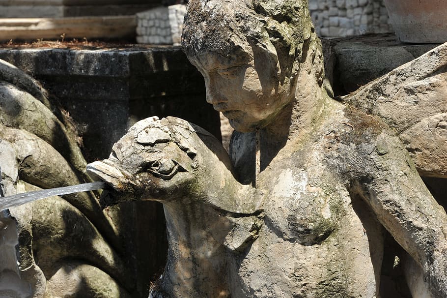 Tivoli, Fountain, Italy, Water, sculpture, archaeology, bone, history, human skull, animal body part