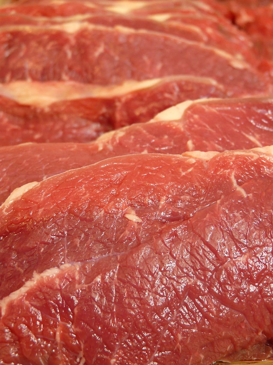 carnes crudas, carne de cerdo, chuleta, carne, crudo, freír, filete, comer, alimentos, rojo