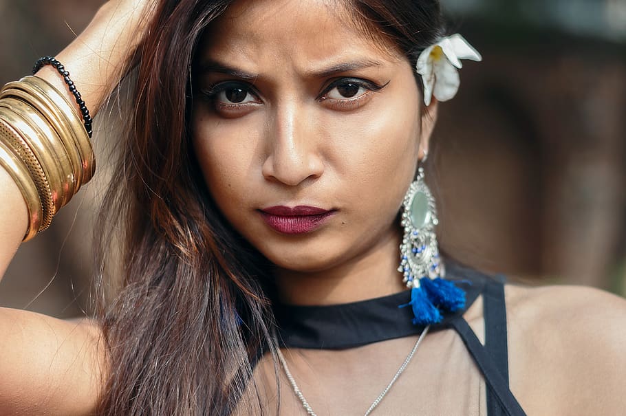 female, portrait, fashion, model, girl raising brows, indian, girl with  bangles, one person, headshot, looking at camera | Pxfuel