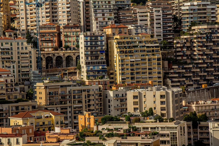 aerial, photography, concrete, buildings, daytime, monaco, homes, city, city state, building
