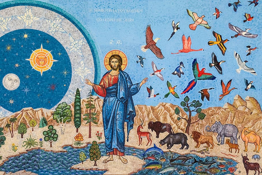 creation painting, Creation, painting, genesis, mosaic, iconography, russian church, religion, orthodox, tamassos bishop