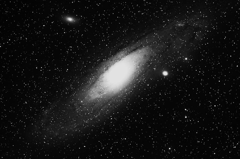 andromeda, black white, galaxy, star - space, night, space, astronomy, sky, nature, space exploration