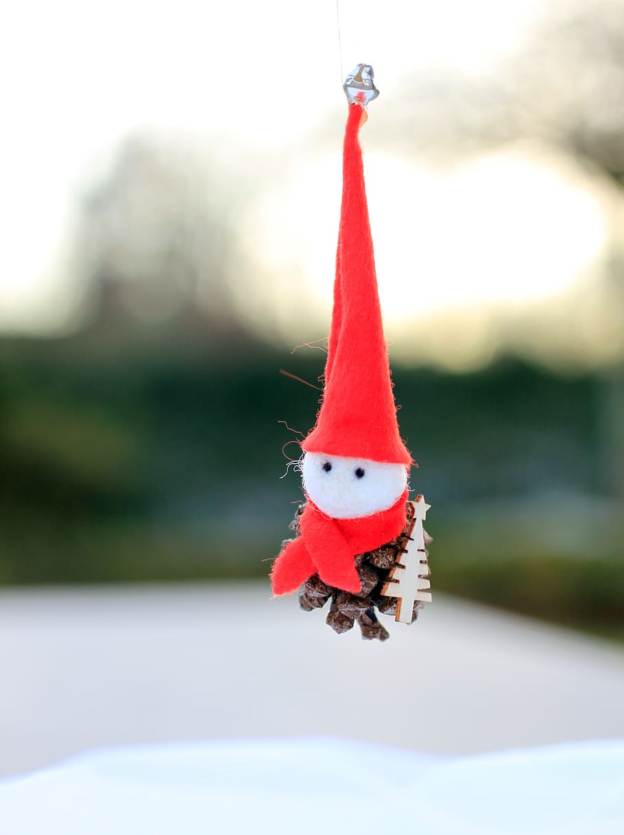 winter, santa claus, imp, gnome, in the snow, cute, red hat, adventlich, funny, decoration
