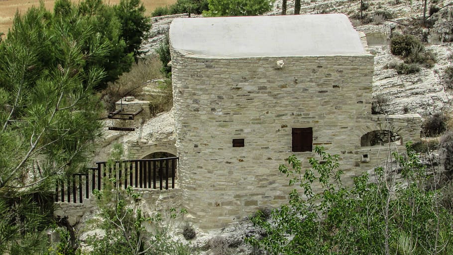 chipre, kelia, capela, ortodoxo, construído em pedra, caverna, arquitetura, estrutura construída, planta, exterior do edifício