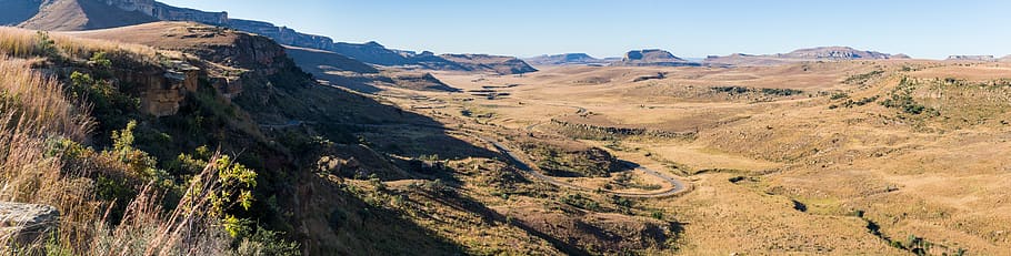 drakensberg, landscape, south africa, drakensberg mountains, mountains, sky, mountain, canyon, gorge, nature
