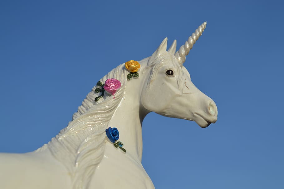 gray, unicorn statue, daytime, unicorn, horse, animal, creature, horn, equine, fantasy