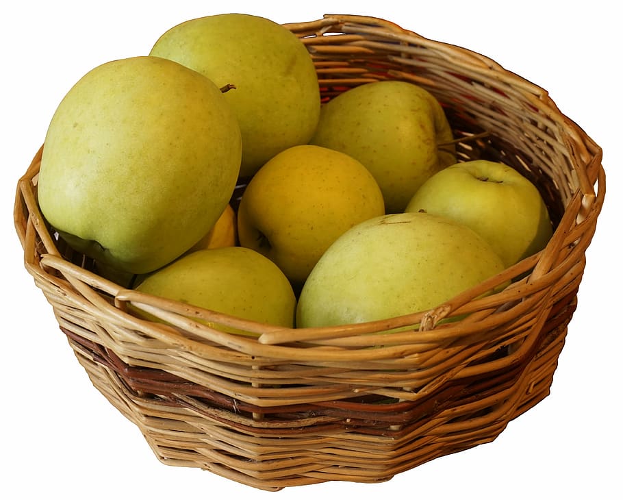 apples cart, apples, košik, in isolation, white, background, green, zelena, basket, fruit