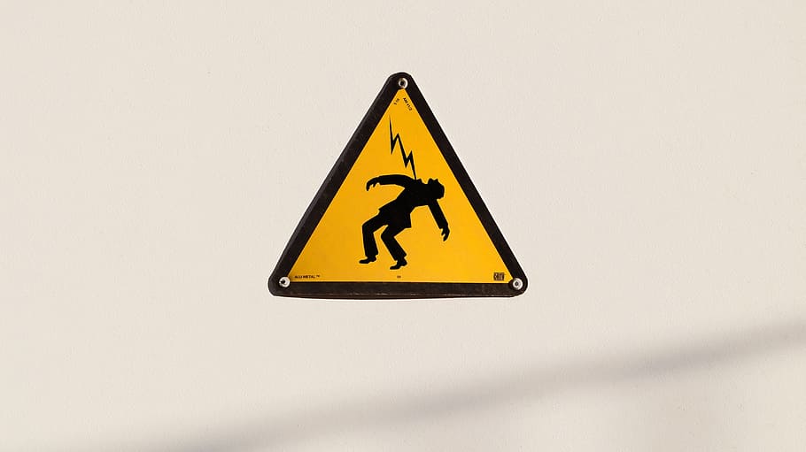 Electric, Voltage, Power, Sign, high, pictogram, danger, warning sign, triangle shape, yellow