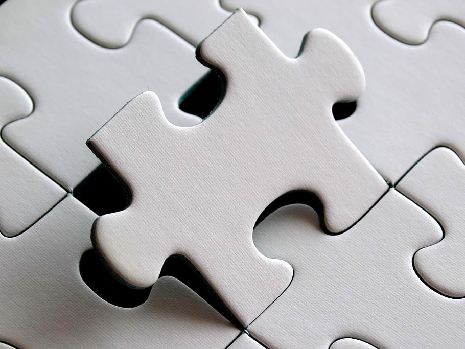 white, jigsaw puzzle piece, puzzle, last particles, piece, demarcation, exact fit, last element, insert, jigsaw puzzle