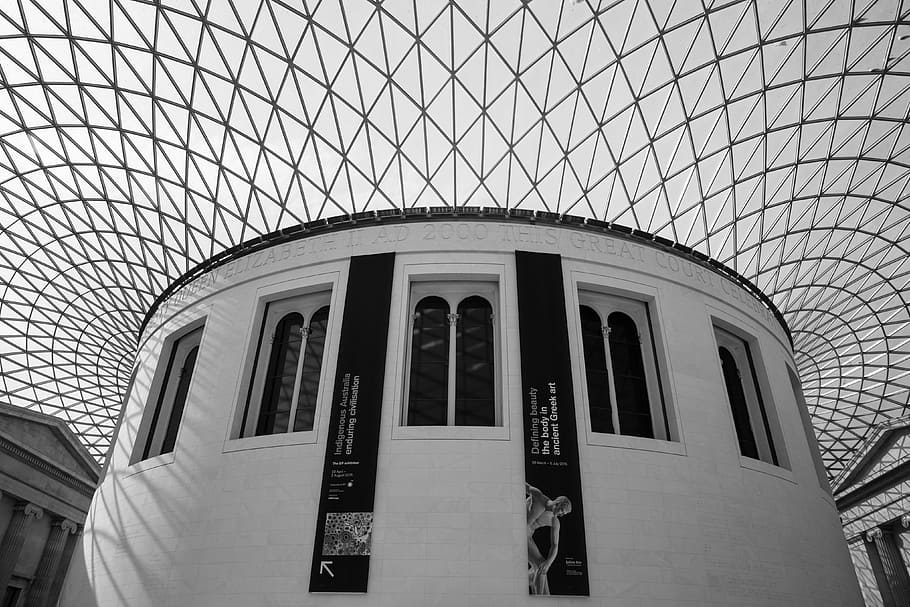 撮影, 内部, 素晴らしい, 裁判所, ロンドン。, 捕獲, キャノン6, 6d, 大法廷, 大英博物館