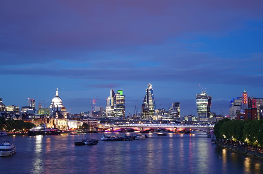 ciudad, Londres, noche, ciudad de Londres, Londres de noche, puente de Waterloo, río Támesis, río, Londres - Inglaterra, paisaje urbano