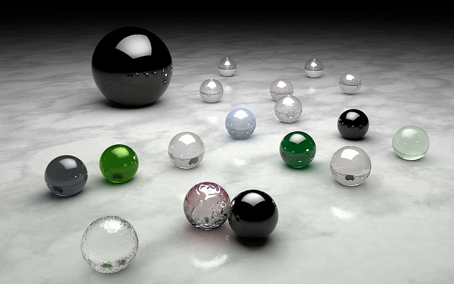 black, green, grey, balls, ball, background, decoration, marbles, glass, abstract