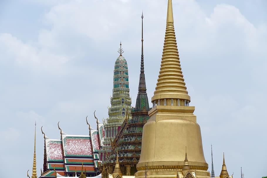 temple, wat, buddha, pagoda, religion, stupa, architecture, golden, traditionally, sky