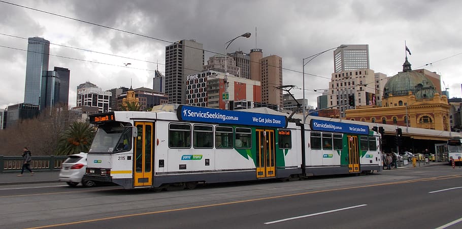 tram, melbourne, victoria, australia, transportation, architecture, city, mode of transportation, building exterior, built structure