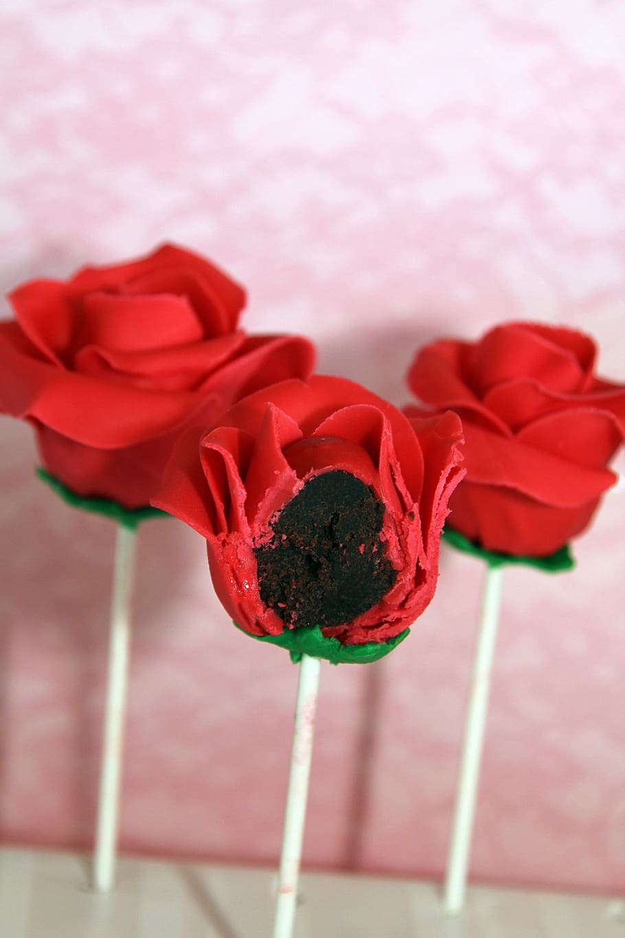 cake pops, frosted, dessert, roses, red, chocolate, gourmet, flower, sweet, decoration