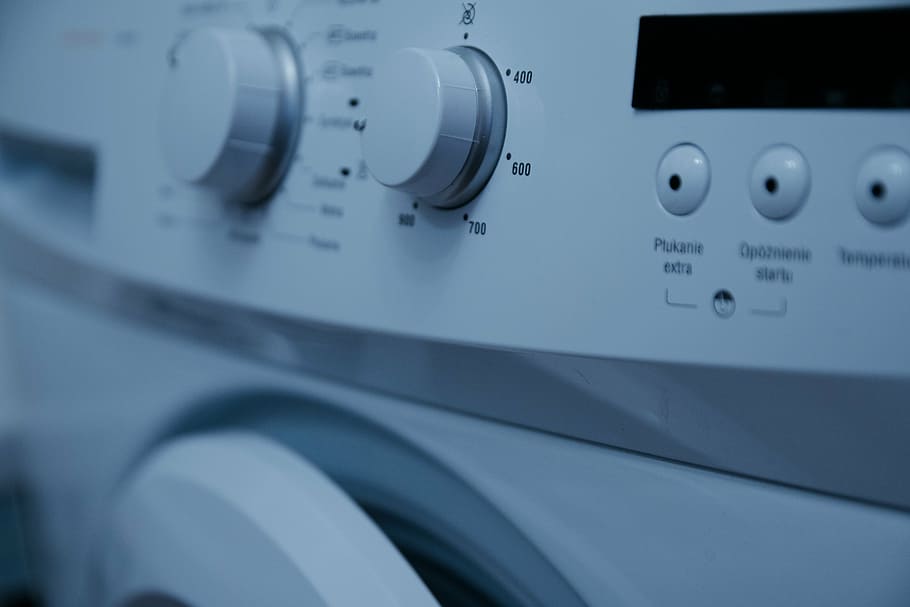 seletiva, fotografia com foco, branco, botão de lavar roupa com carregamento frontal, lavagem, máquina de lavar roupa, limpeza, controle, tecnologia, close-up